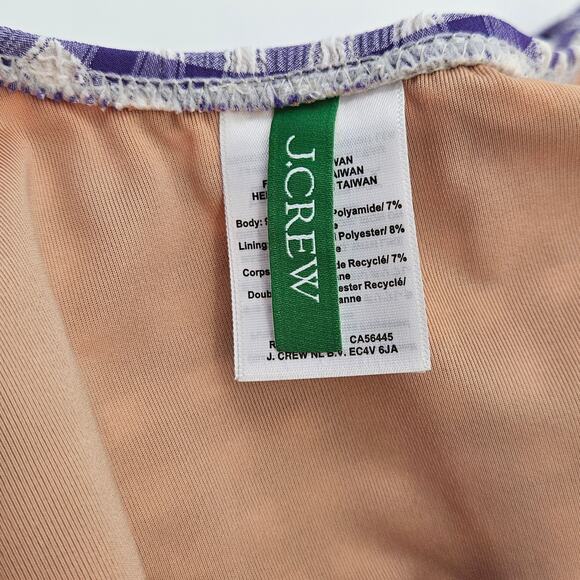 J.Crew Plunge One Piece Gingham Swimsuit Size 18 Purple & White Seersucker - Picture 9 of 14